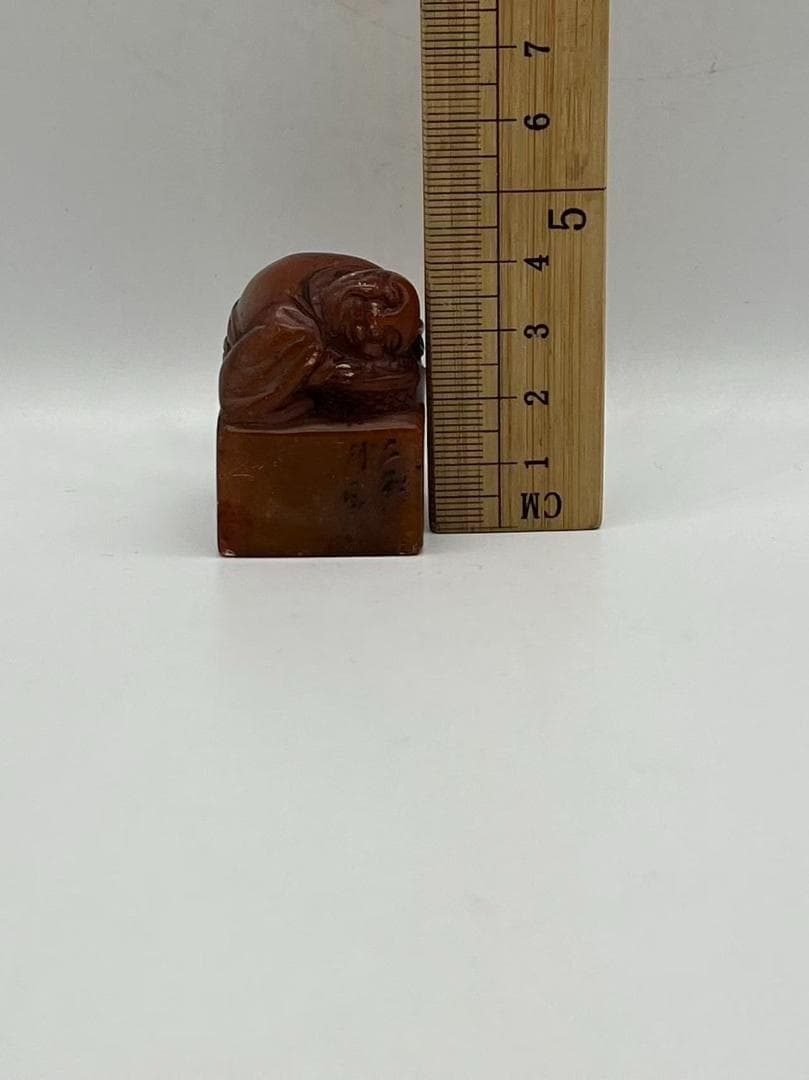 清時代 寿山石印 布袋仙人鈕 印文【人莫如故】 篆刻印鑑 収蔵印(F-238）