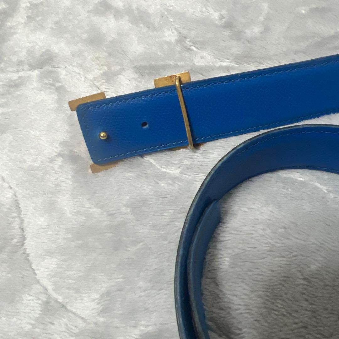 HERMES ブラック ブルー レザーベルト