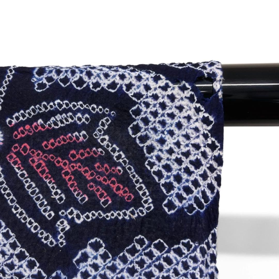 浴衣　有松鳴海絞り　葡萄　リーフ　流水　着物　063a d