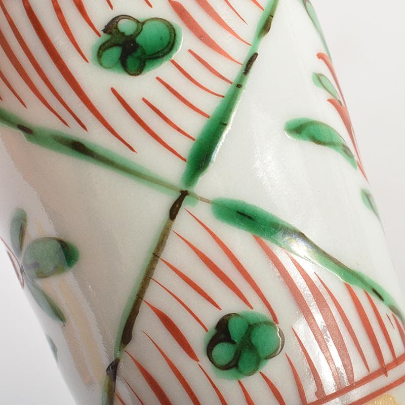 茶道具　平安竹泉造　坂田脩軒題　赤絵花文　巾筒　共箱　V　6471