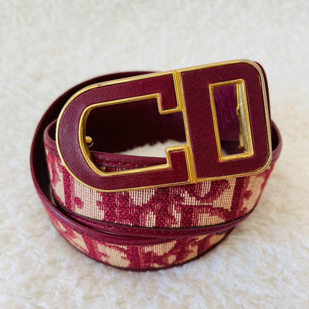 Christian Dior ベルト 赤系 レディース トロッター柄 ディオール