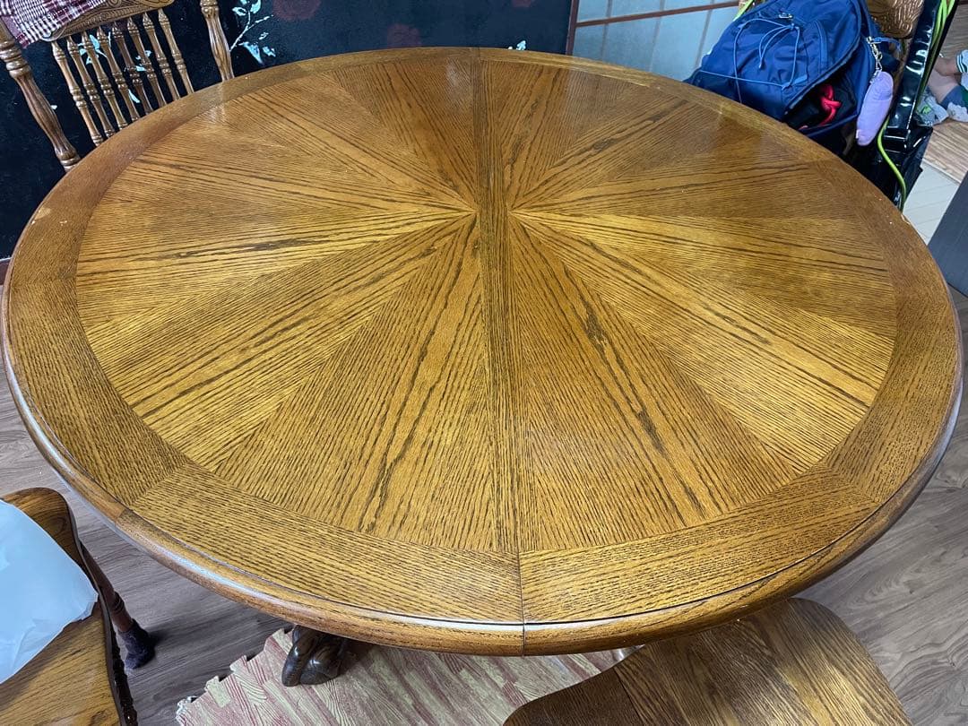 オーク材 円形テーブル 傷あり❗️引き取り限定❗️
