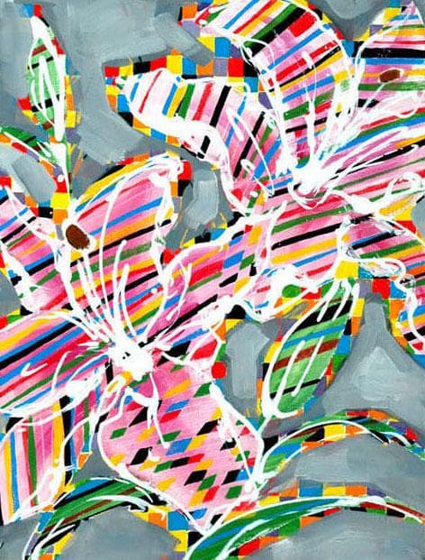 油絵 菅家令子 絵 絵画 インテリア uF6-064204 花 ゆり