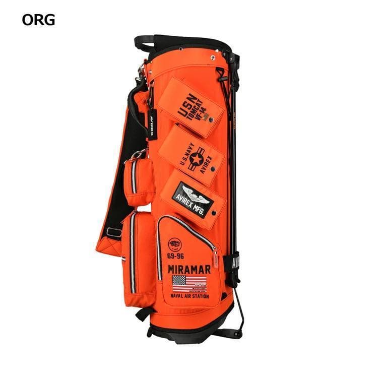 新品 AVIREX アヴィレックスゴルフ スタンド キャディバッグ オレンジ
