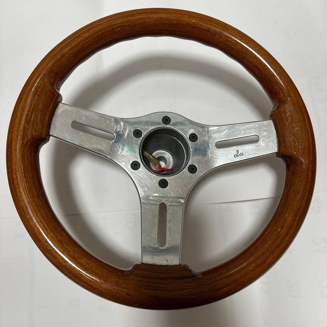5050【プロフ必読】 　oba ステアリング　ホイール ウッド　旧車