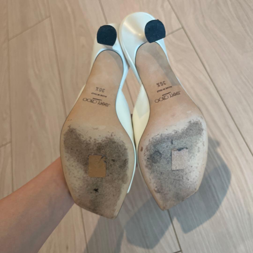 JIMMY CHOO ホワイト ミュール 約6cmヒール
