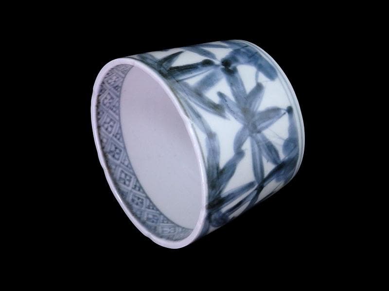 古伊万里　染付　竹笹の図　蕎麦猪口　D372AS-fbue