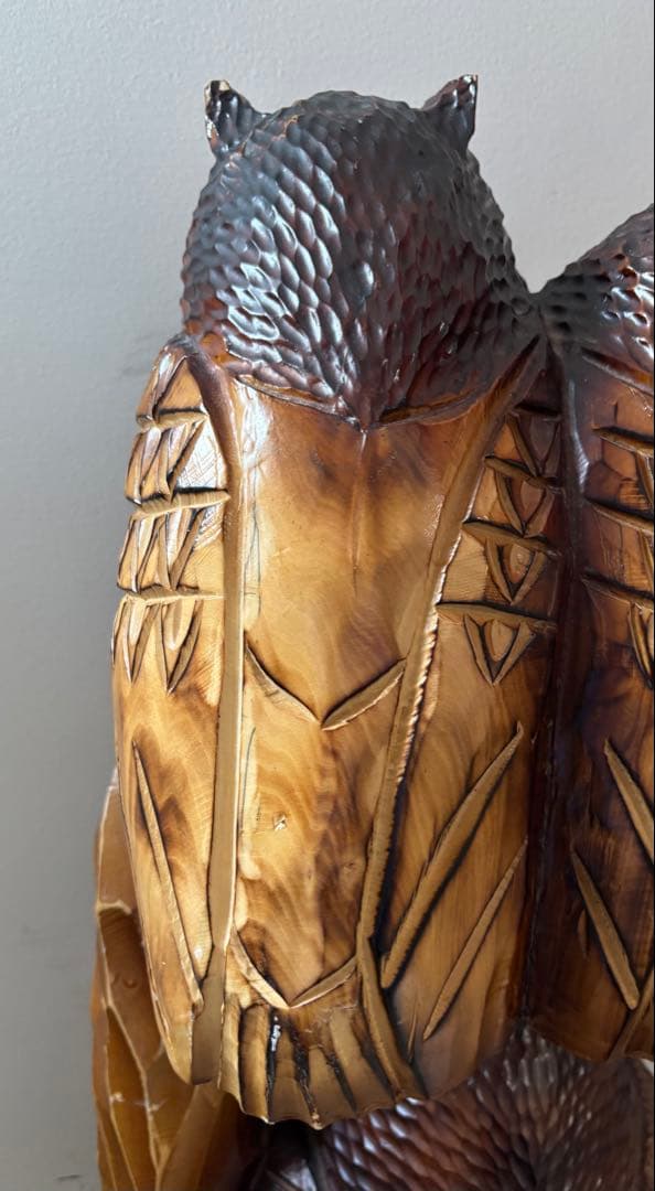 フクロウ 置物 梟 ふくろう 木彫 高さ約73cm オブジェ