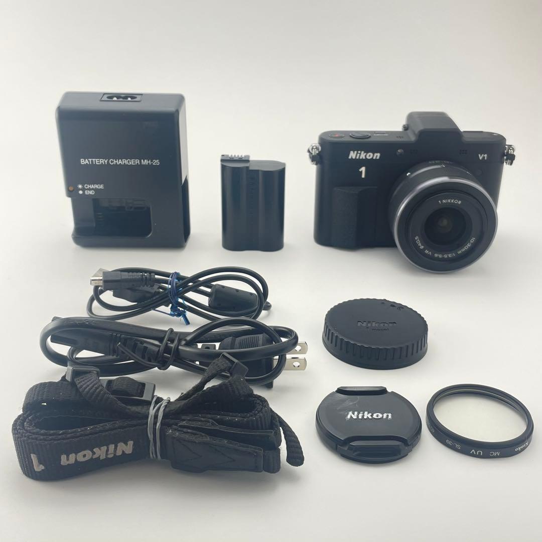 【ファインダー極上・返品保証】Nikon1 V1 ブラック 標準レンズキット