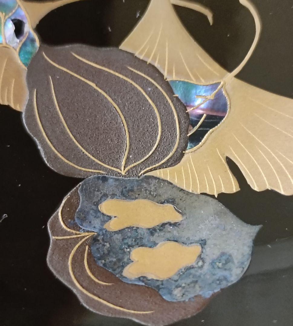 金彩銀杏に胡桃漆椀　5客揃い　汁椀