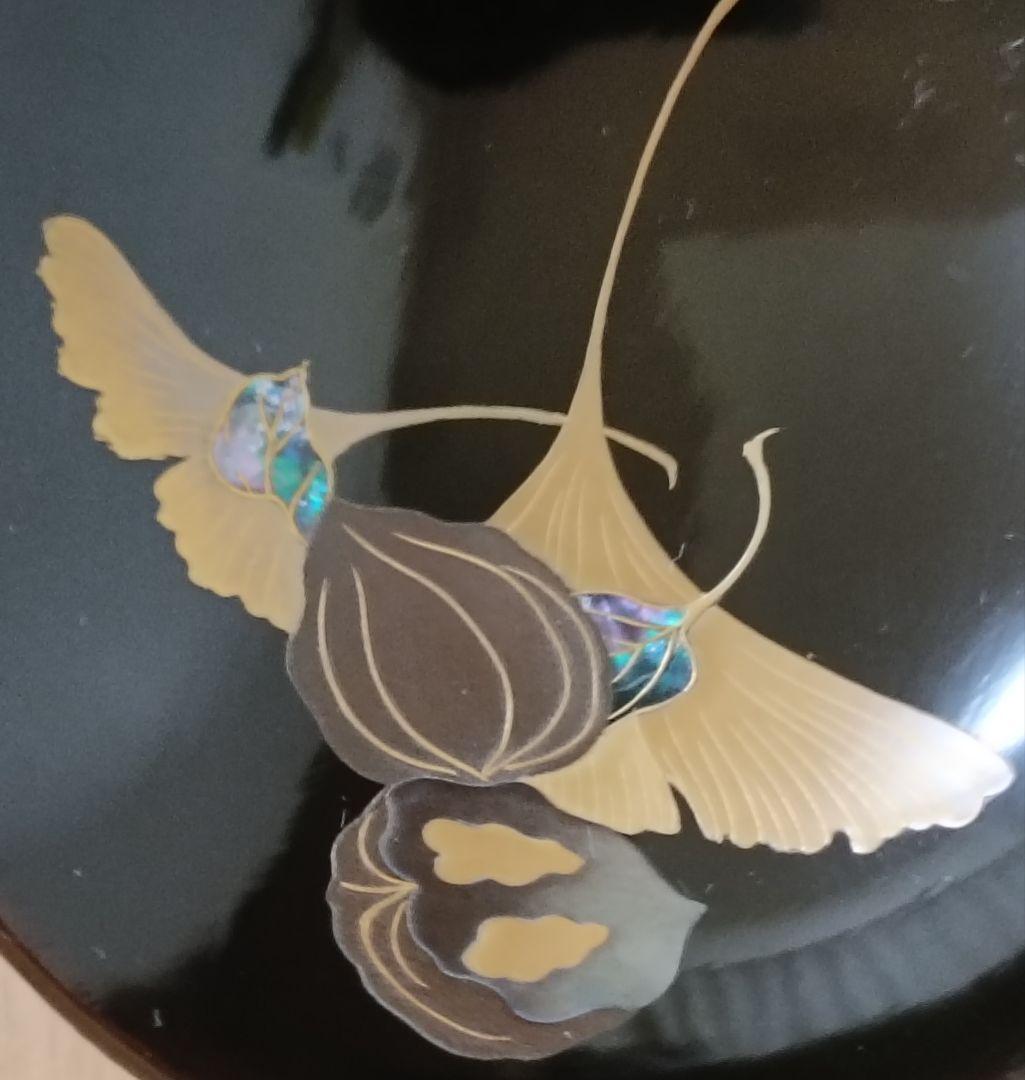 金彩銀杏に胡桃漆椀　5客揃い　汁椀