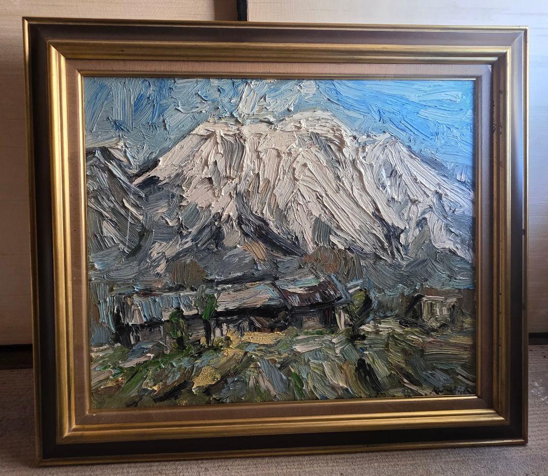 小出健治　「雪の浅間」　2008年作　油彩画　F20号　真筆　浅間山