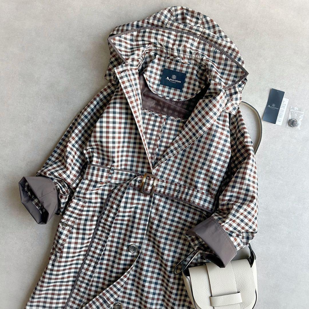 極美品▲Aquascutum アクアスキュータム /レインコート クラブチェック
