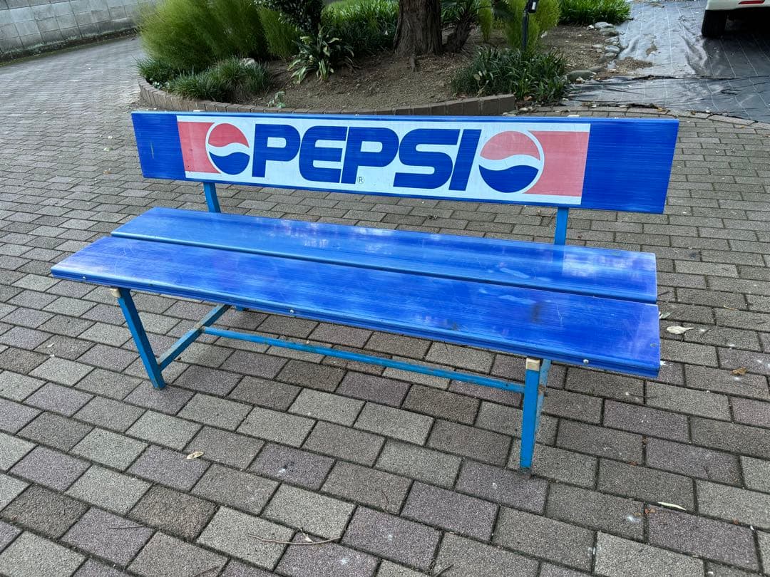 ペプシ PEPSI 屋外 大型ベンチ 青 現状渡　前橋市引取、近隣配送可