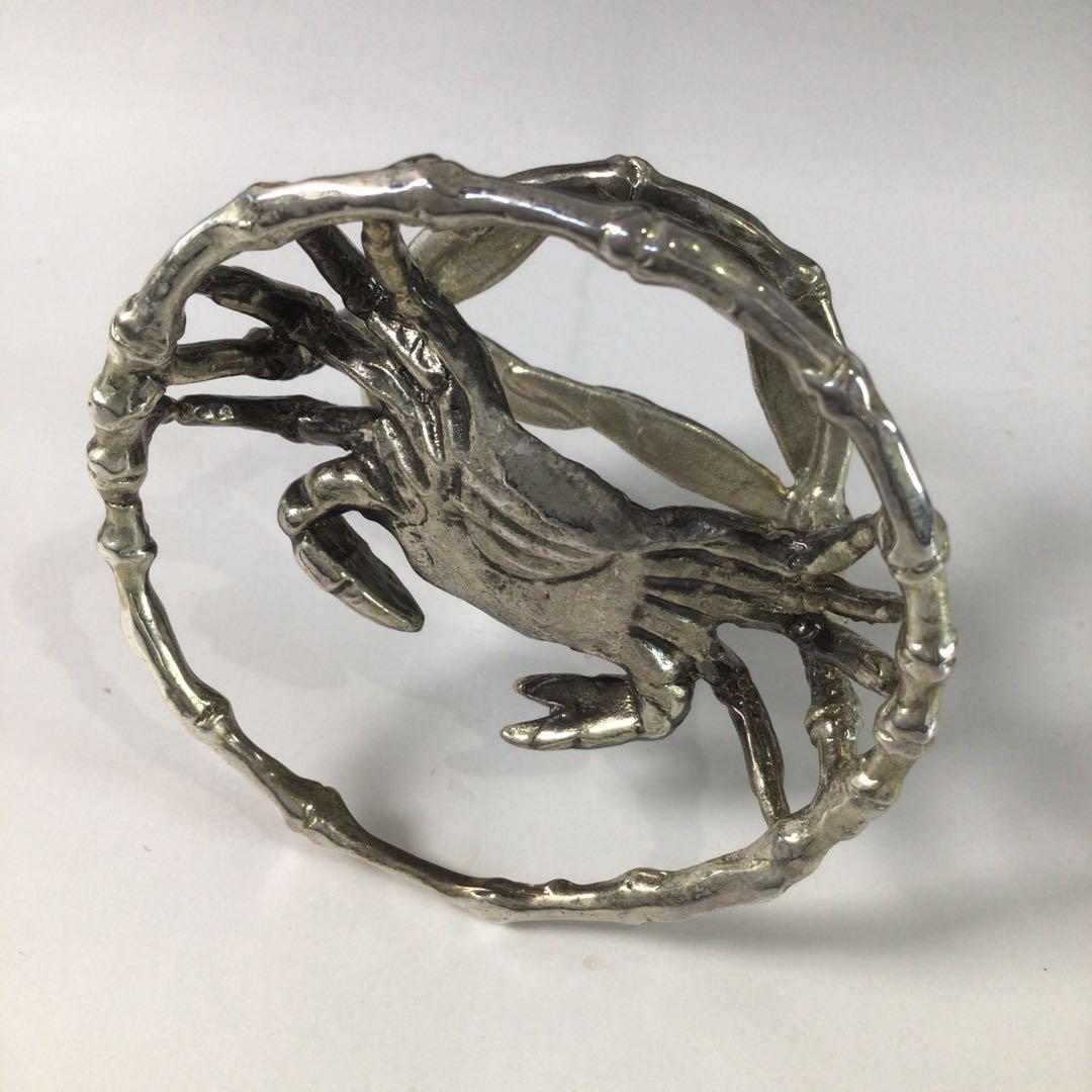 Ｒ９２６　蓋置　『唐銅』『藤井宗喜造』『笹蟹蓋置』　共箱　茶道具