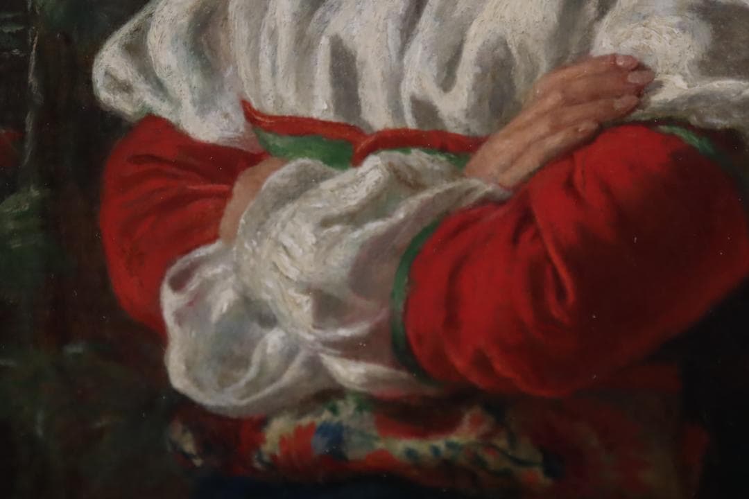 真作保証 19世紀古画 J.W. Chapman 「婦人像」油彩4号 1888年