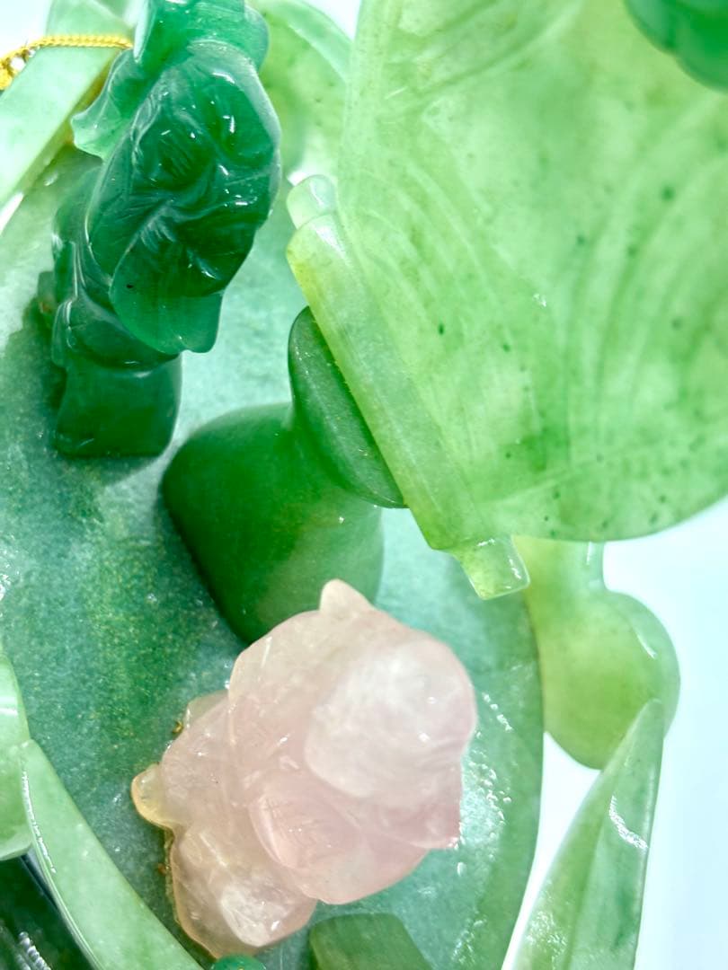 #伝統工芸士　斉藤本晴作 インド翡翠 『宝船 』彫刻置物