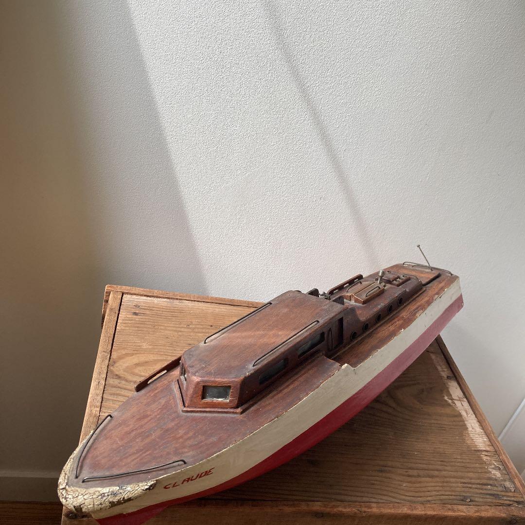 フランス製1940-50年代ハンドメイドビンテージシップボート　船　模型