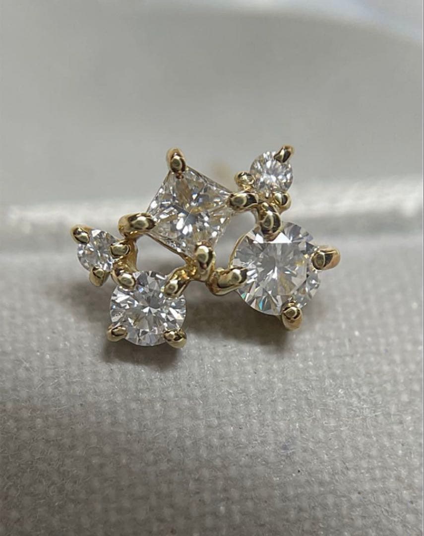 ダイヤモンド0.25ct K18 ピアス　片耳