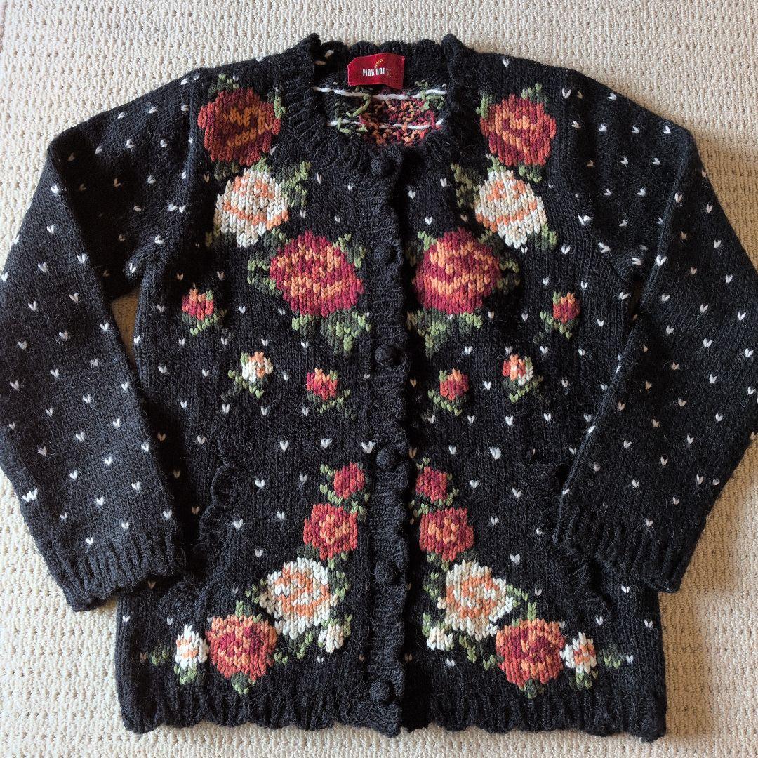 売り切り❗️最終価格から2,000円引きPINK HOUSE 薔薇のカーディガン