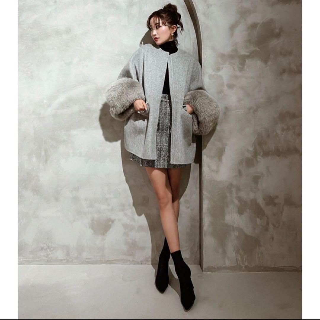 sheller シェリエ　ウールツイードドッキングドレス　黒