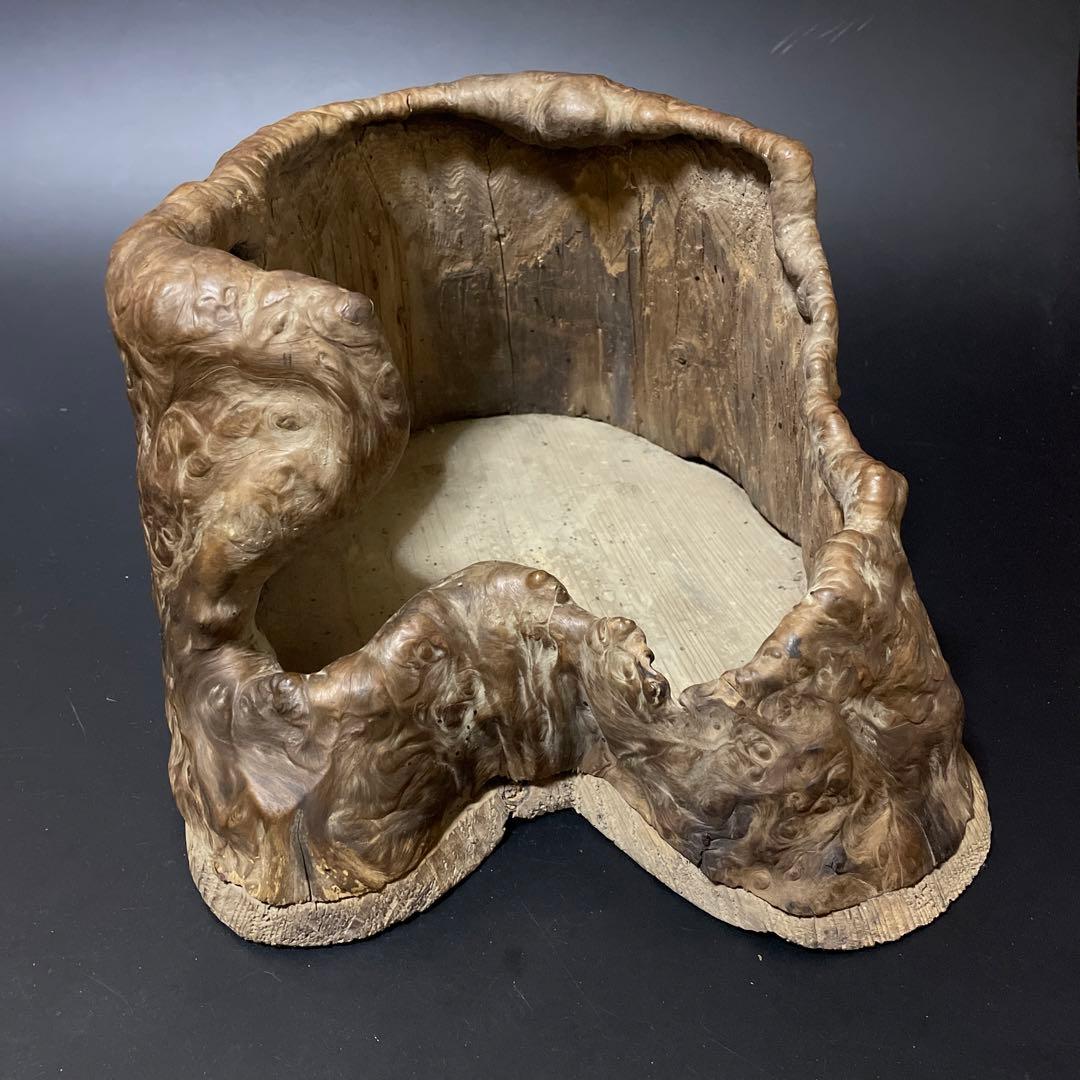 くり抜き盆火鉢　天然杢　2