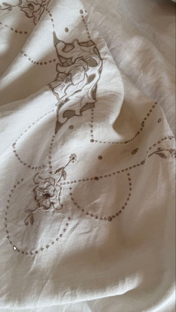 SALE❣️アンティークஐ花柄刺繍の大判クロスஐフランスお買い得