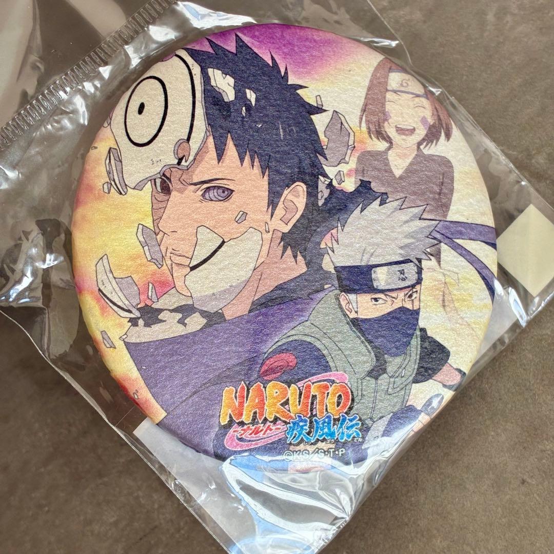 文教堂・アニメガ限定 ナルト和紙缶バッジ カカシ＆オビト 平成当時もの 新品