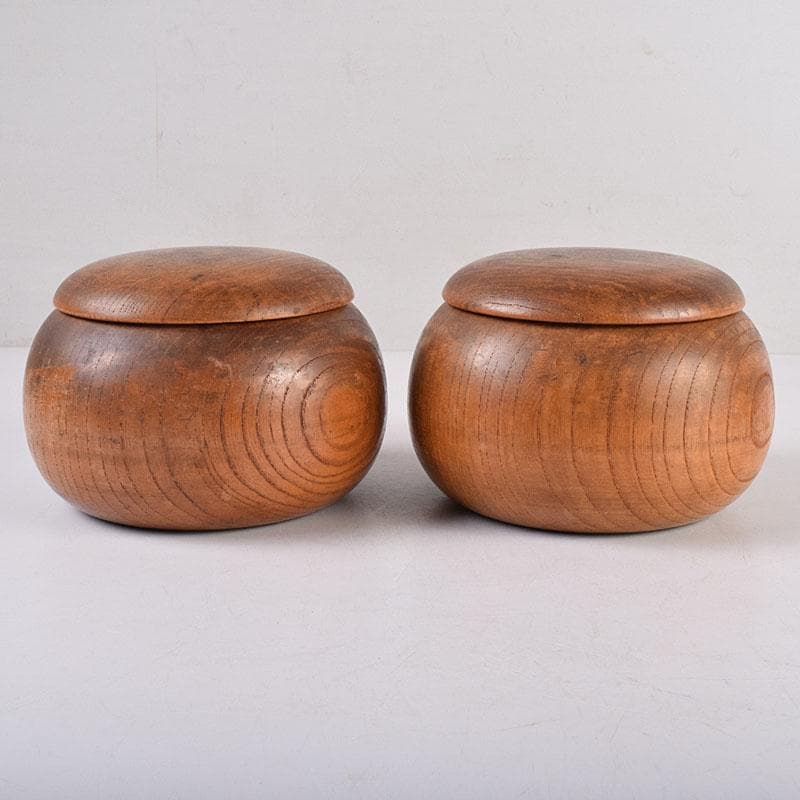 囲碁　碁石　本蛤碁石　那智黒碁石　碁笥　一套　V　R8902