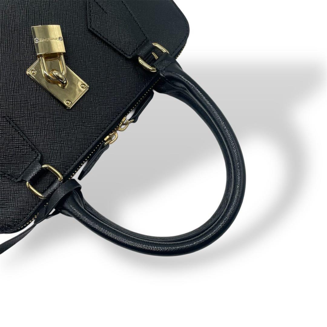 未使用級 サマンサタバサ ハンドバッグ 2way サフィアーノレザー ブラック