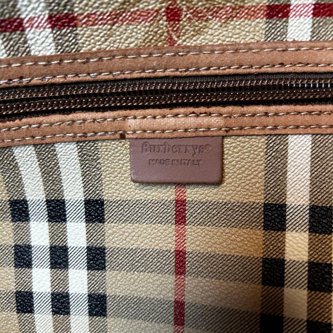 バーバリーズ ボストンバッグ ノバチェック PVC 本革 ショルダーストラップ
