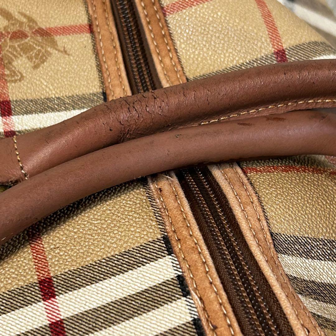 バーバリーズ ボストンバッグ ノバチェック PVC 本革 ショルダーストラップ