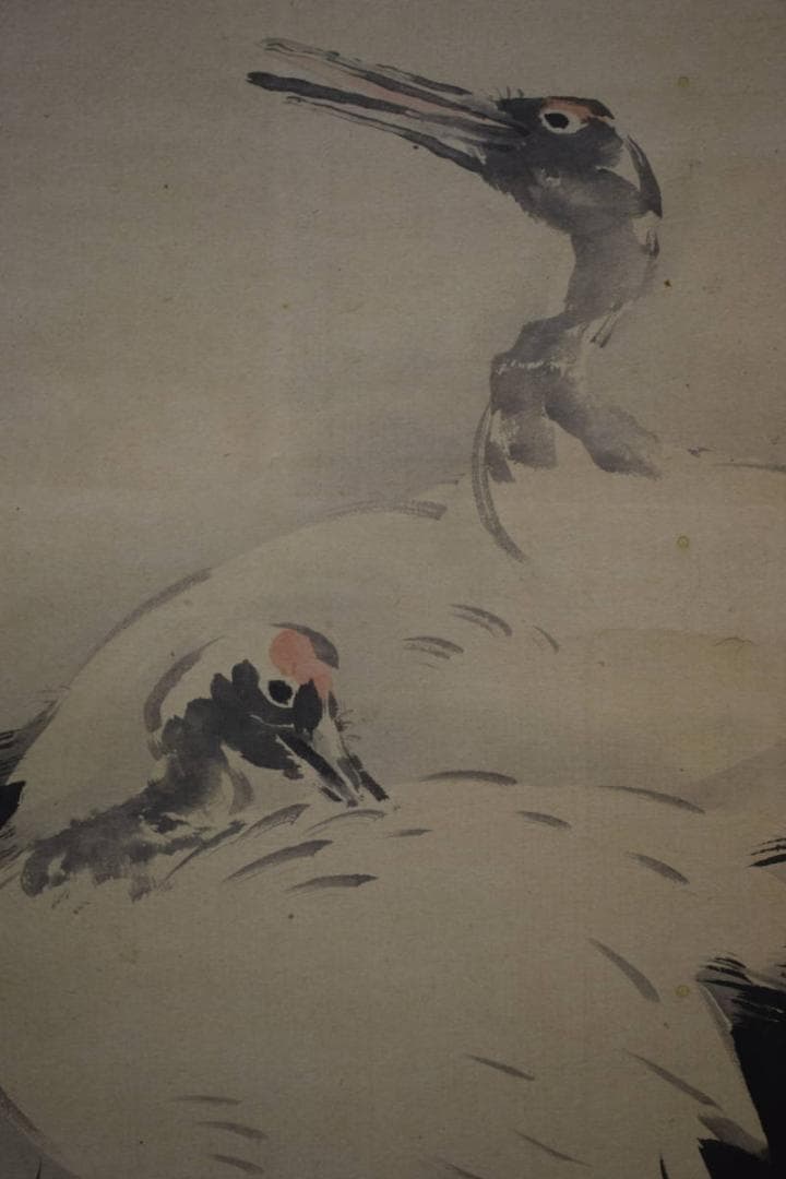 模写/佐伯岸駒/鶴図/双幅/布袋屋掛軸HG-236