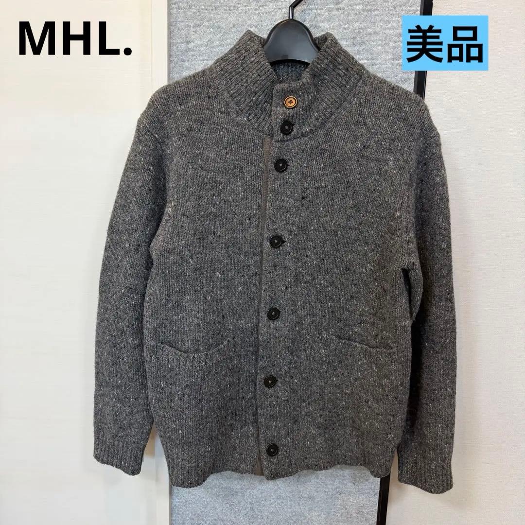 美品マーガレットハウエル　カーディガン　ウールリネン　リブニット　長袖　グレー