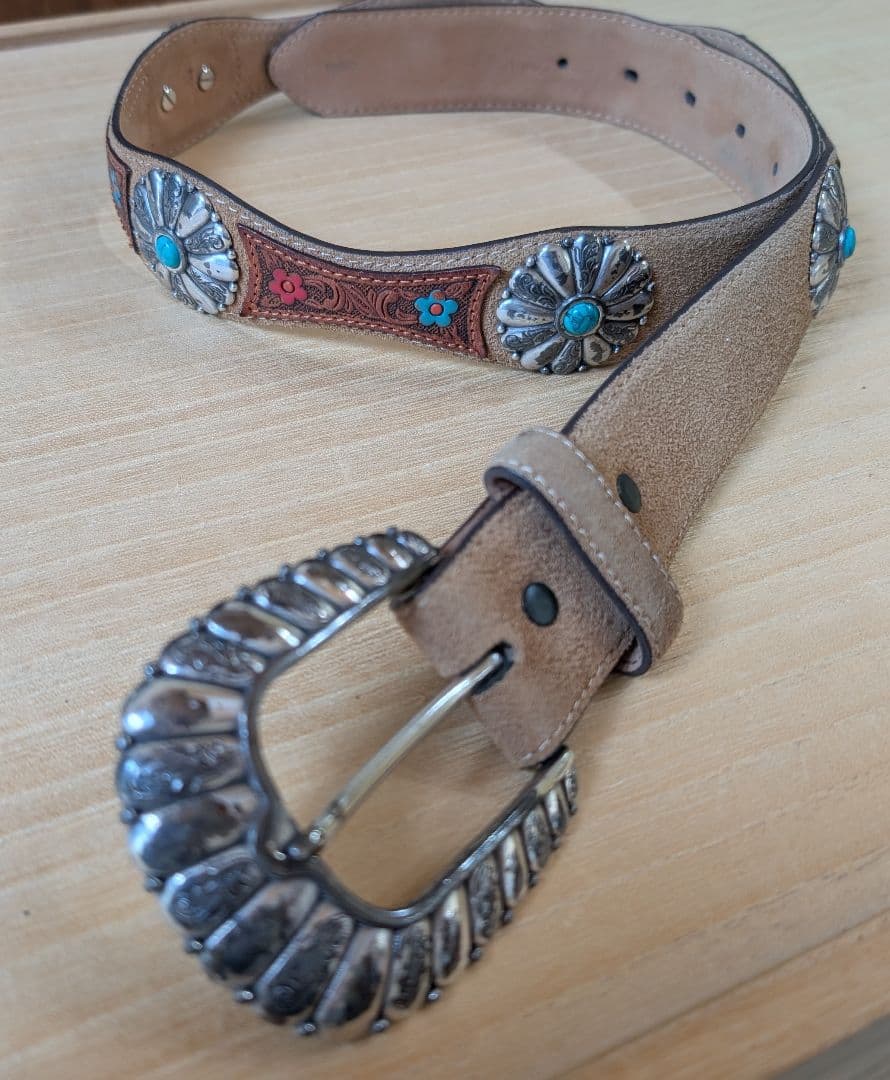 Tony Lamaレザー ベルト C51065 34in ターコイズ