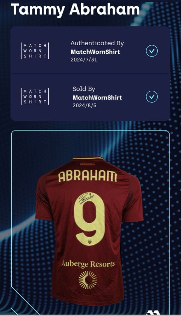 エイブラハム サイン入り ASローマ　選手支給品ユニフォーム