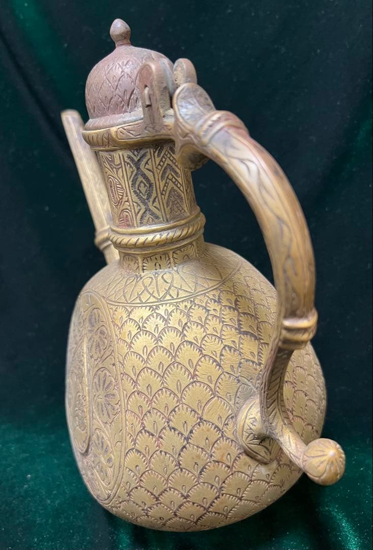 希少外国製古代19世紀ブロンズティーポット骨董現状品のみ25cmx26x11cm