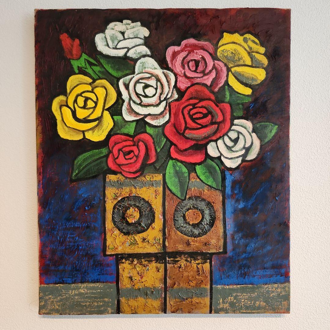 田渕眞兒　油絵　油彩　薔薇シリーズ　花　No.11