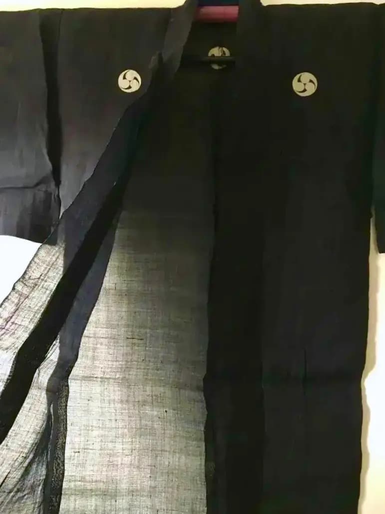 Antique Kimono 藍麻上布 武士Busi Samurai 江戸期前後
