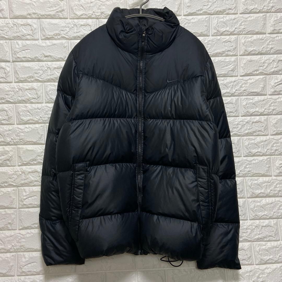 NIKE ナイキ 肉厚 ダウンジャケット 無地 ブラック 裾ドローコード付 XL