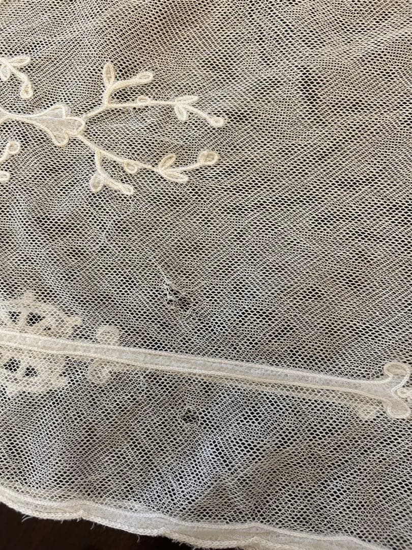 フランスアンティークレース　アンティークレースカーテン　ブロカント　2枚セット