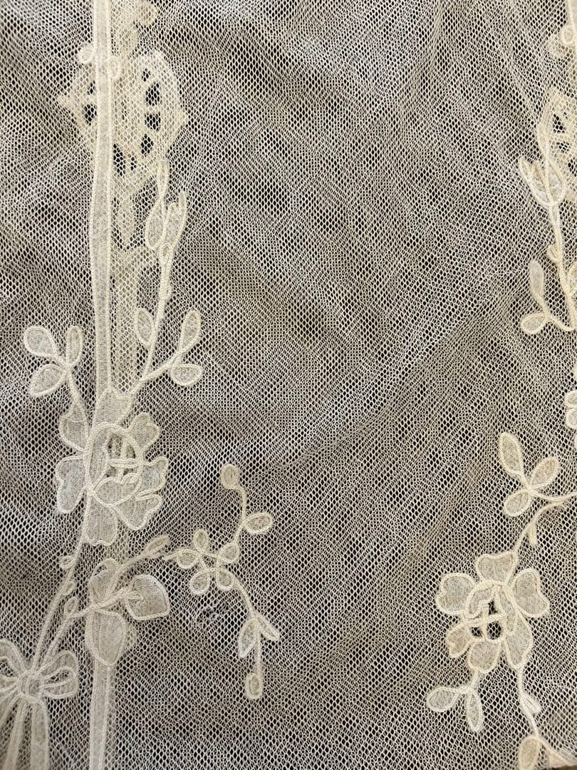 フランスアンティークレース　アンティークレースカーテン　ブロカント　2枚セット