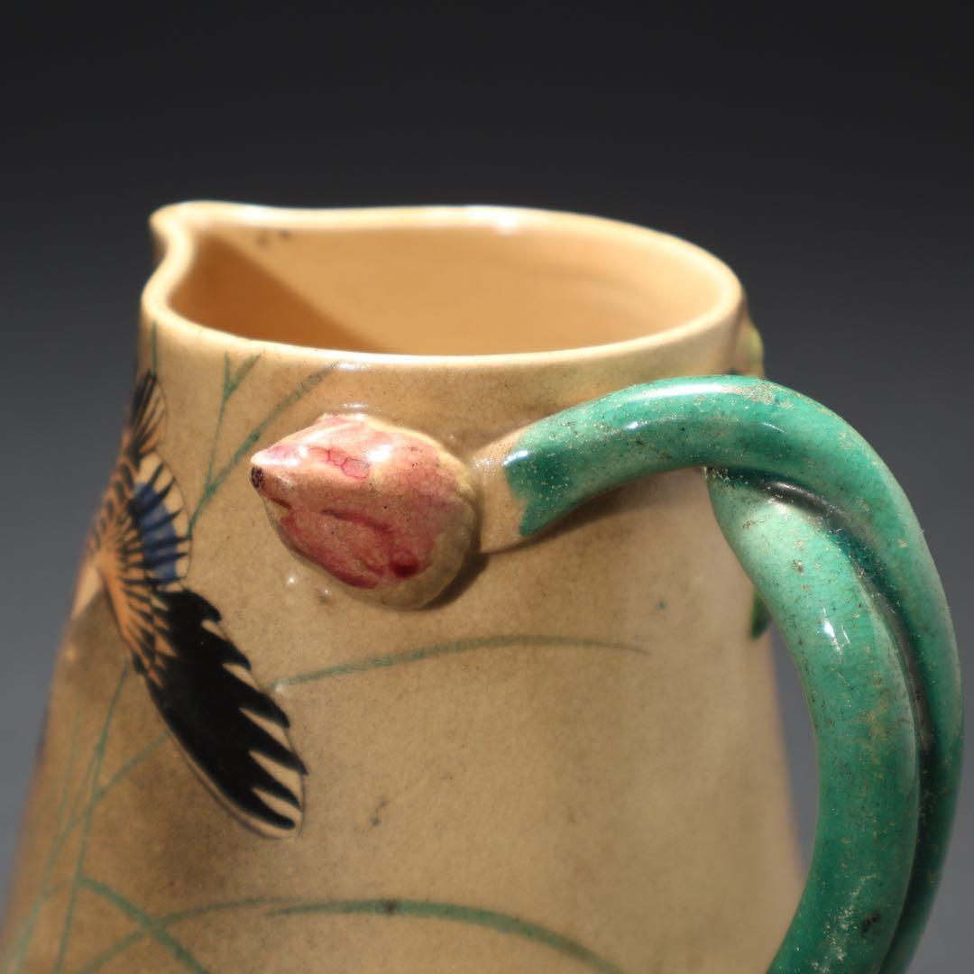 薩摩焼　錦光山　月に雁文水注　里帰り　骨董　R1574ダC