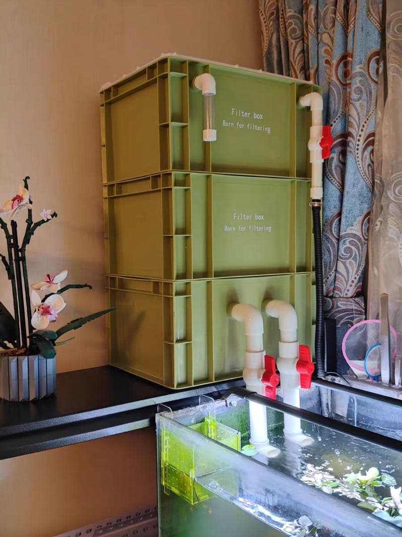 三段式万能濾過器装置　水槽池濾過層濾過飼育 外部フィルター