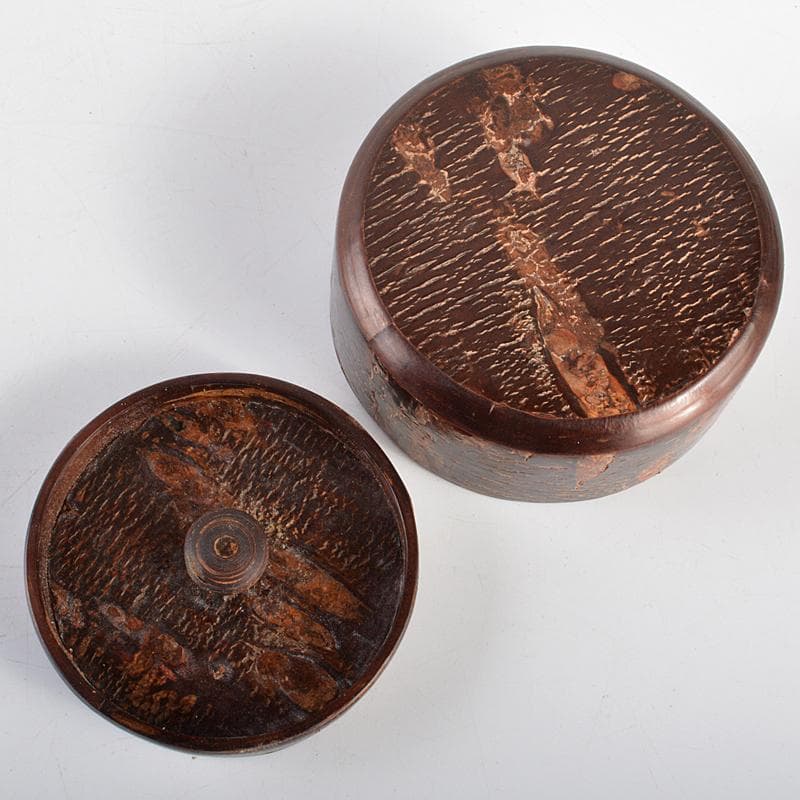 伝統工芸　樺細工　吉田忠作　桜皮抹茶入　共箱　V　R5560