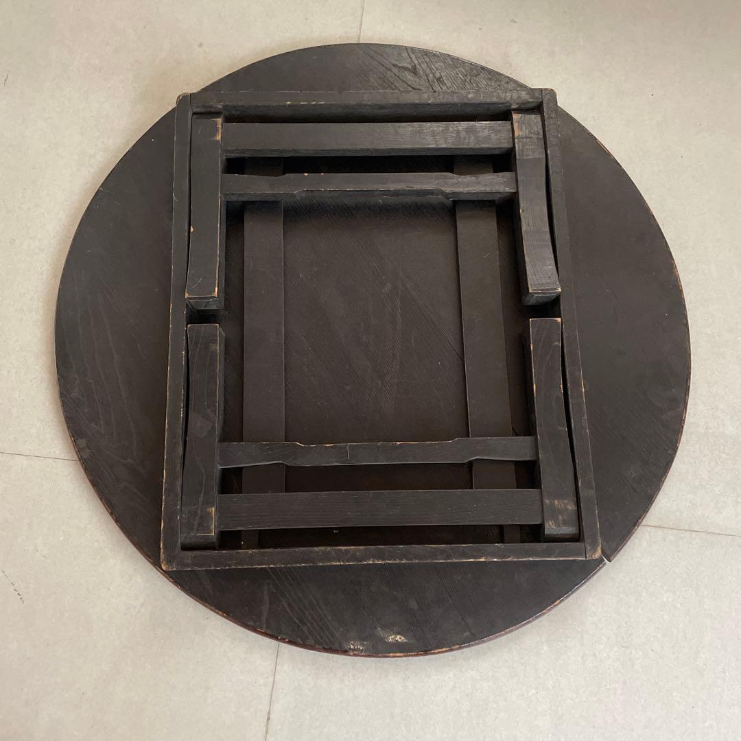 ちゃぶ台　 木製円形座卓 ダークブラウン 4本脚