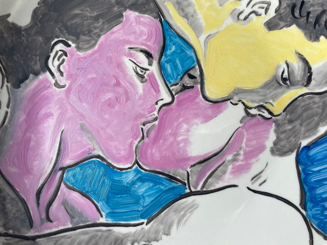 レア　美人画の俊才　陳貴平Chen Guipingが描く油彩画飾皿　本物保証