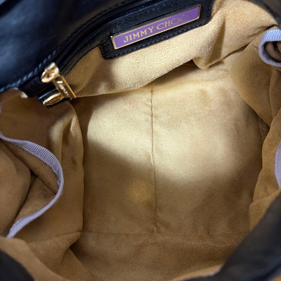 美品 JIMMY CHOO ジミーチュウ ラムスキン ゴールド金具 ハンドバッグ