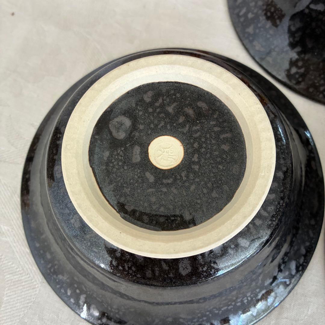 作家物 永見鴻人作 油滴天目 組鉢 中鉢 5客セット 骨董品 桐箱入り