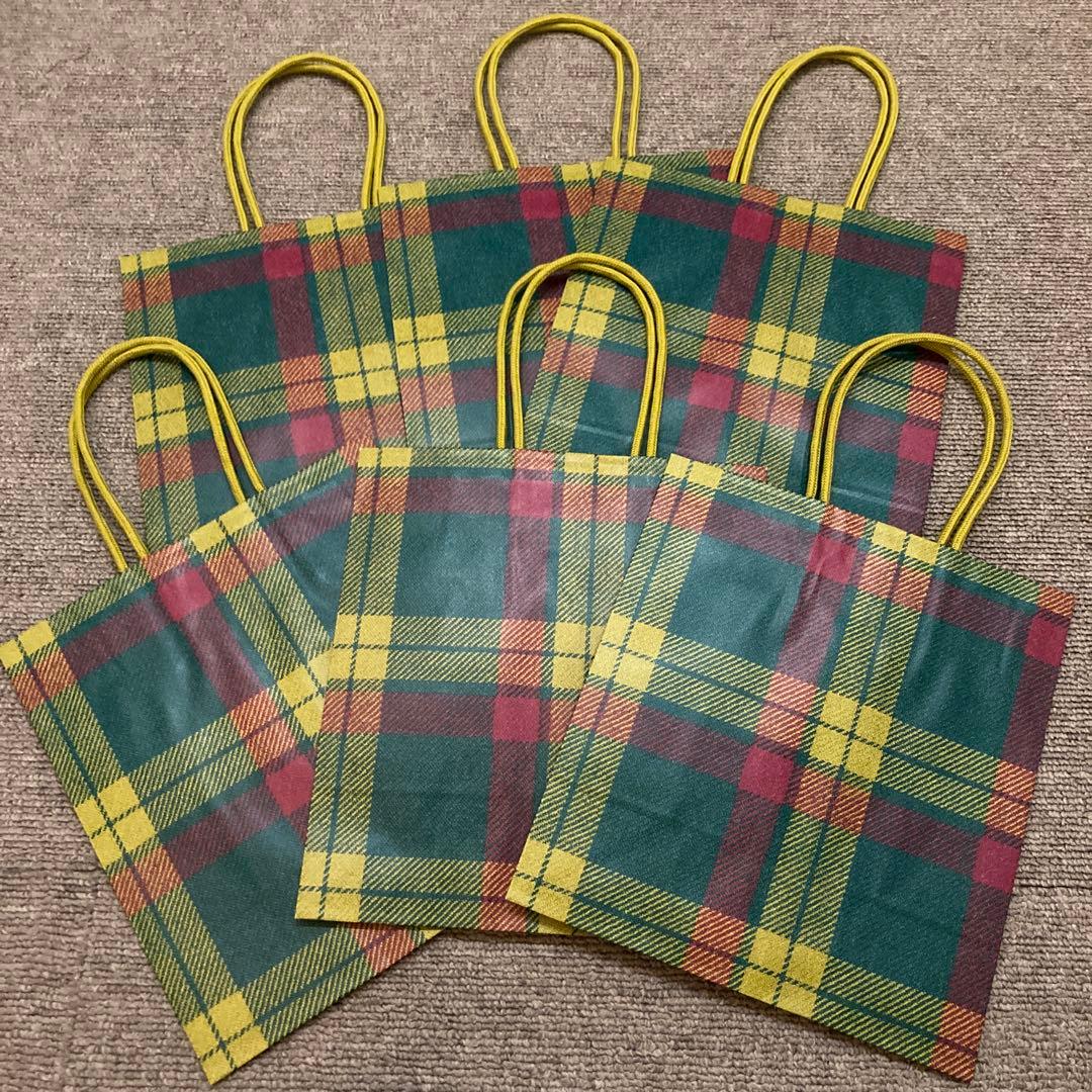 タータンチェックショップ袋 6枚セット